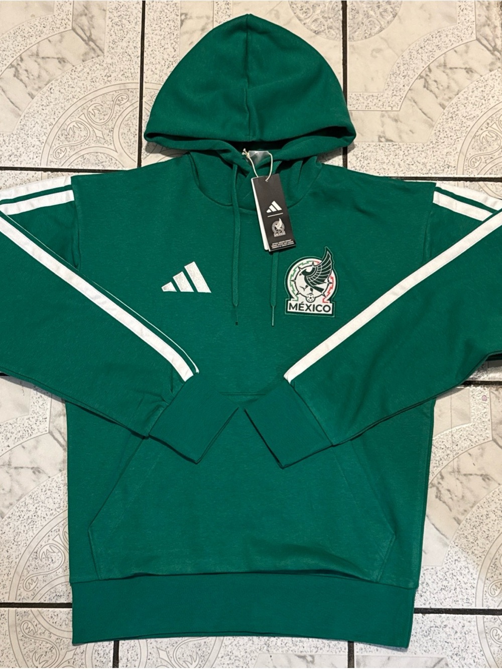 New Adidas Mexico DNA Fleece Hoodie Green White Men’s Sizes JZ6466